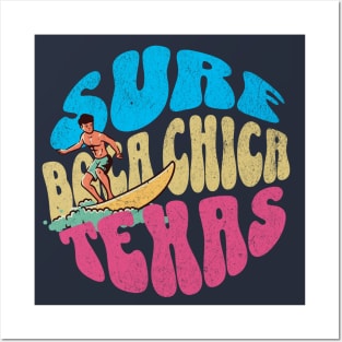 Surf Boca Chica Texas Vintage Surfboard Surfing Posters and Art